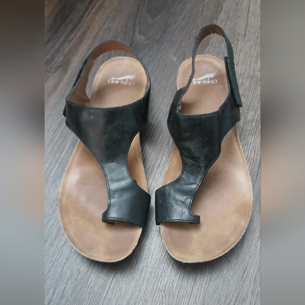 Dansko Black Leather Slingback Sandals